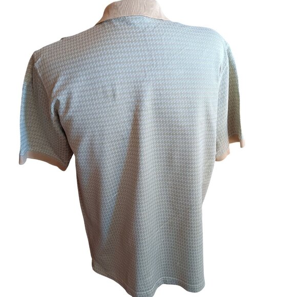 Mens Polo Shirt Large Joseph Abboud Italy Polo Shirt Mens Large Gold Hatch Print - Picture 3 of 7